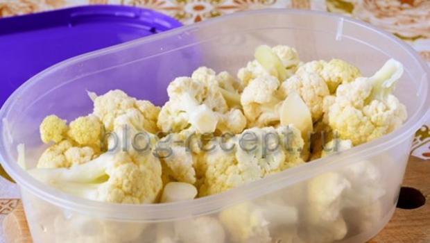 Freezing cauliflower for the winter at home